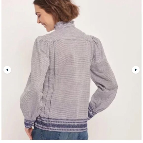 Roller Rabbit Snowflake Stripe Jacquard Lisbeth Top Cotton Coastal - Picture 2 of 11